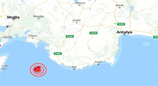 Akdeniz'de 4.1 büyüklüğünde deprem