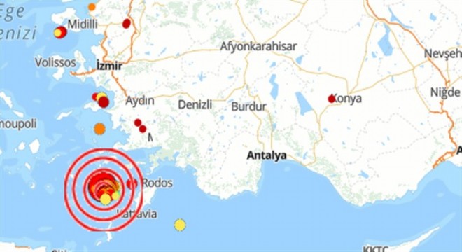 Akdeniz'de 5.7 şiddetinde deprem