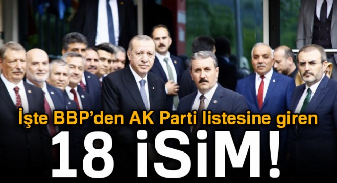 BBP'den AK Parti listesine 18 isim girdi