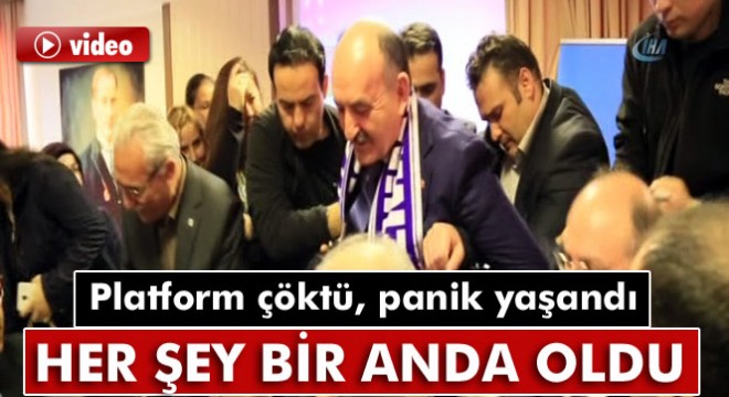 Bakan Müezzinoğlu'nun üzerinde bulunduğu platform çöktü