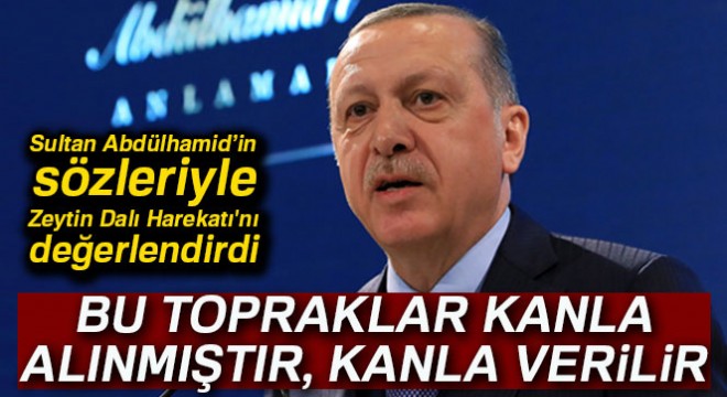 Cumhurbaşkanı Erdoğan, Sultan Abdülhamid'in sözleriyle Zeytin Dalı Harekatı'nı değerlendirdi