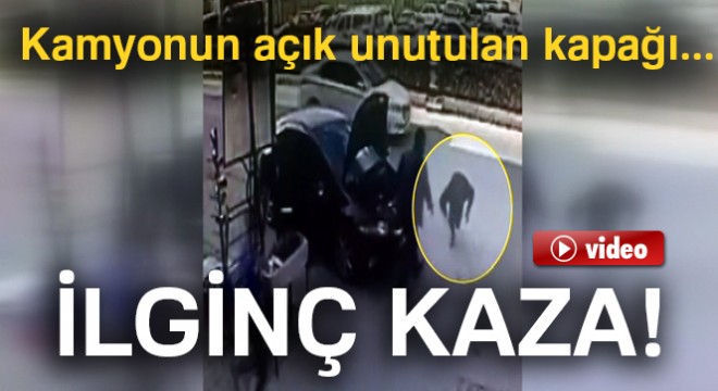 Kamyonun açık unutulan arka kapağı 2 kişiyi hastanelik etti