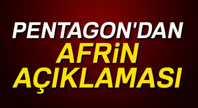 Pentagon'dan Afrin açıklaması